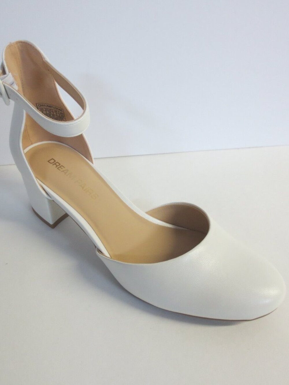 DREAM PAIRS Women's Closed Round Toe Low Block Heels  - WHITE - US 8